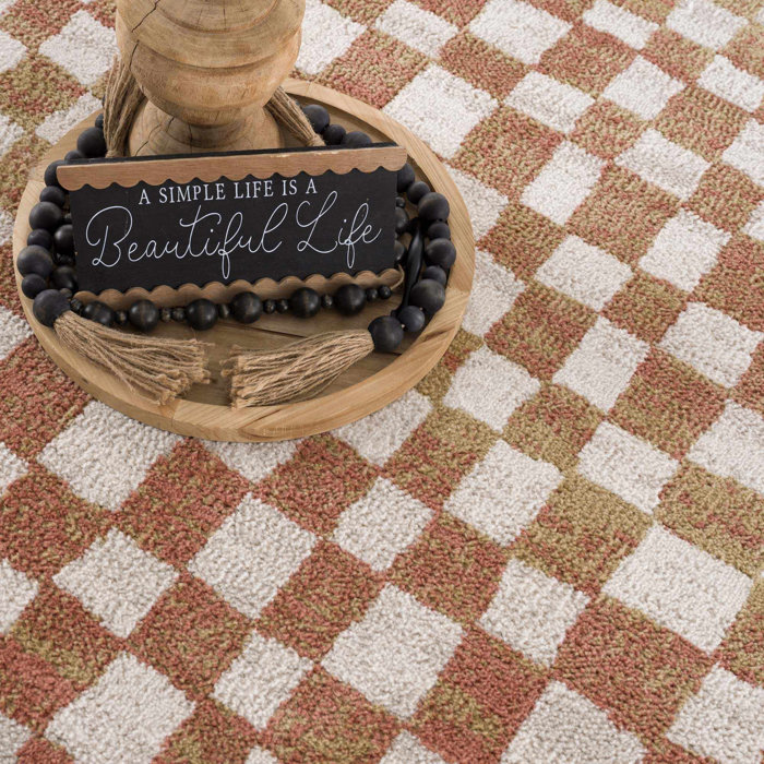 Bungalow Rose Briawood Checkered Beige Area Rug & Reviews Wayfair